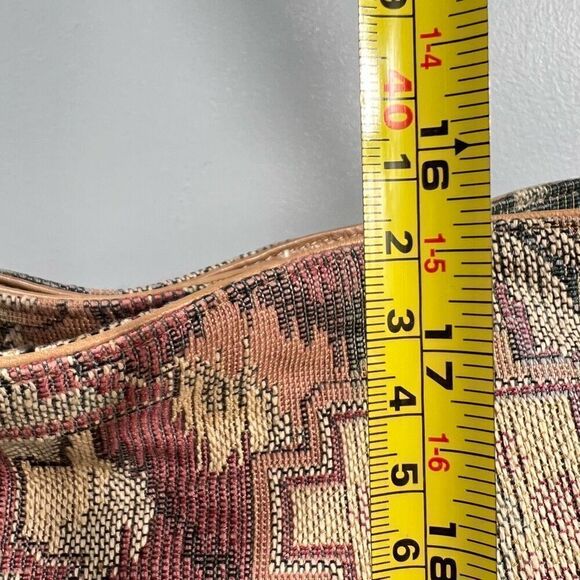 Vintage Tapestry Carpet Large Crossbody Tote Bag, Leather Lined Divided Section - Picture 15 of 16
